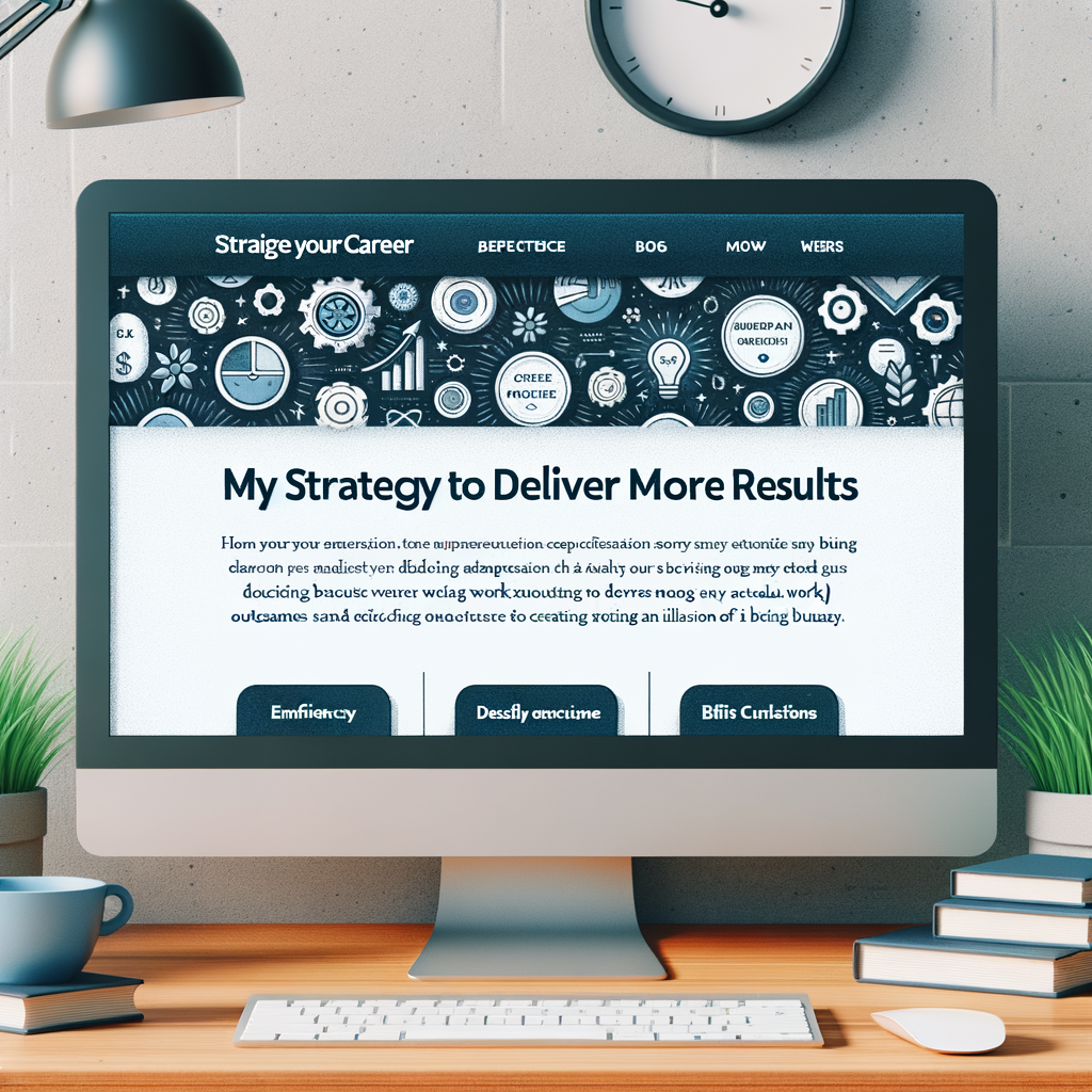 1. My strategy to deliver more results Focusing on the actual delivery and not the illusion of being busy https://strategizeyourcareer.com/p/my-strategy-to-deliver-more-results